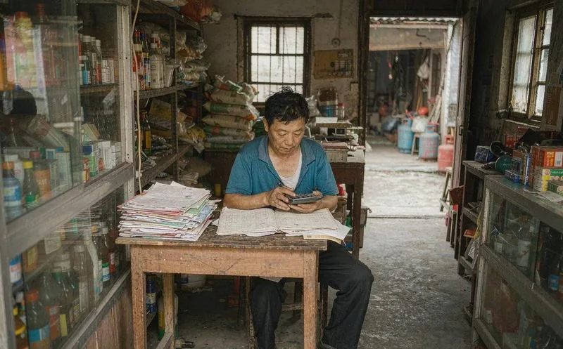 中国乡镇店铺经营者用计算器核算系统投入产出
