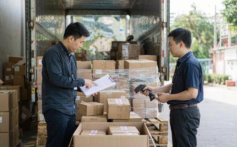 中国采购人员在办公桌前对照系统核对供应商报价与交期
